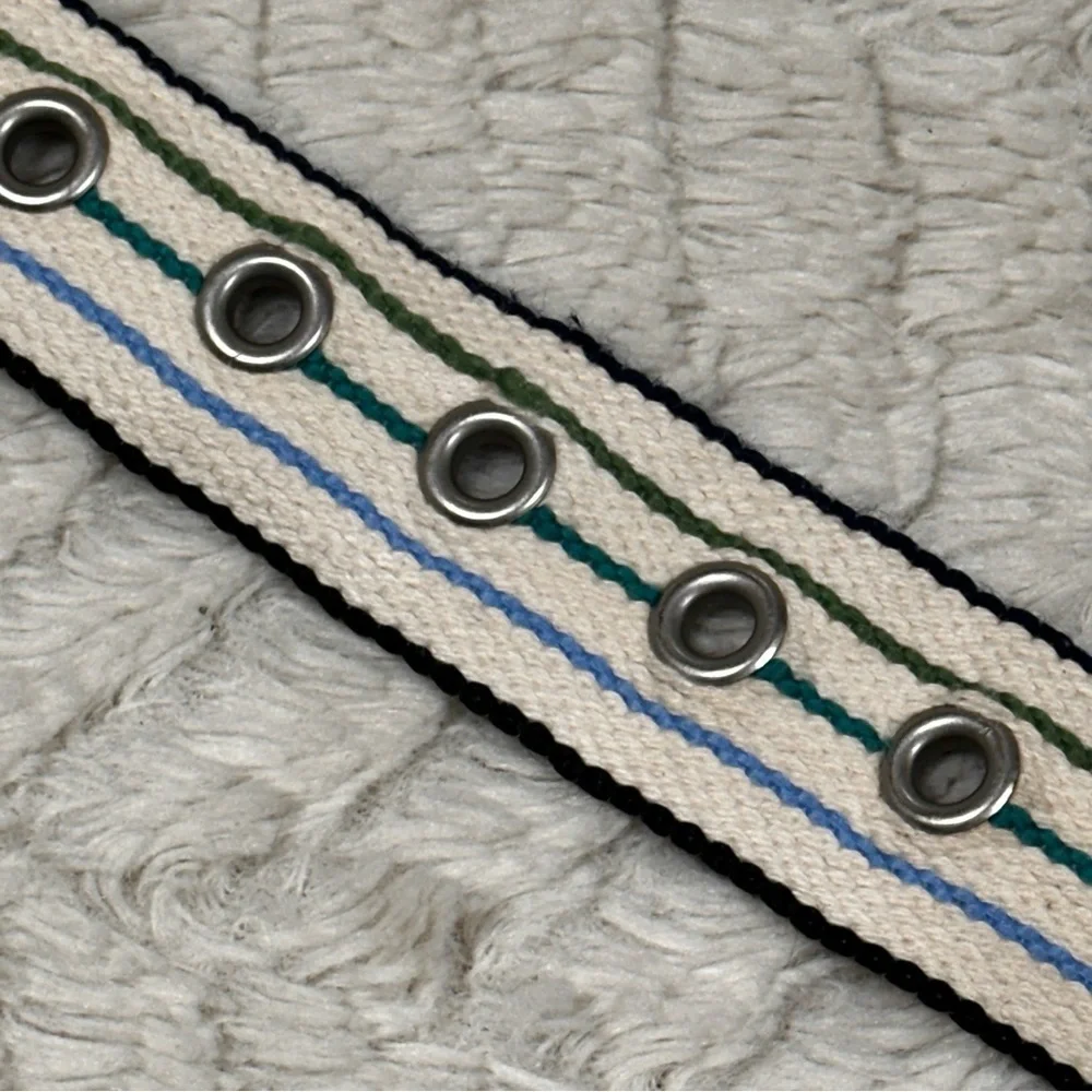 Eddie Bauer Suede Multi-colored Canvas Striped Belt Unisex Preppy Business  S/P